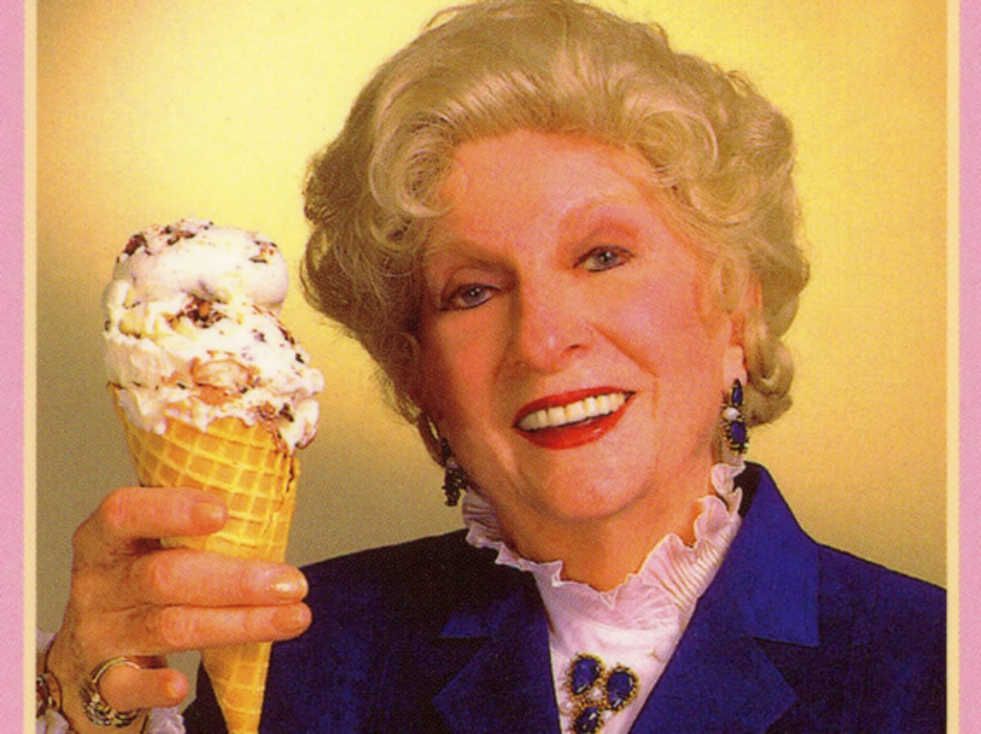 Rose Mattus holding an ice cream cone